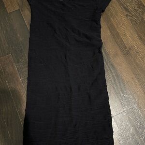 Bebe Black Sheath Midi Dress V-Neck Cocktail